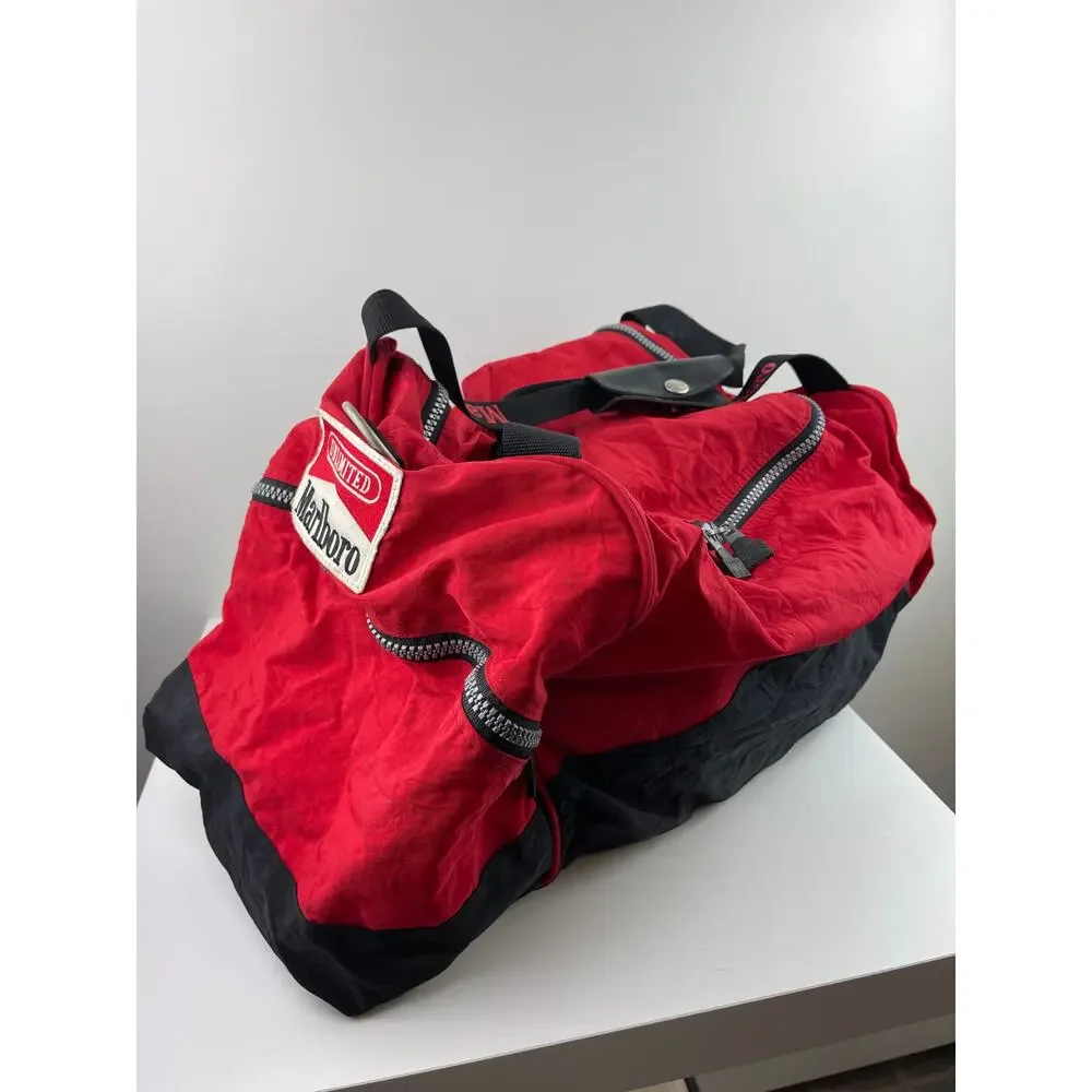 Vintage MARLBORO Red Black Duffle Bag Strap +Removable Backpack Memorabilia RARE